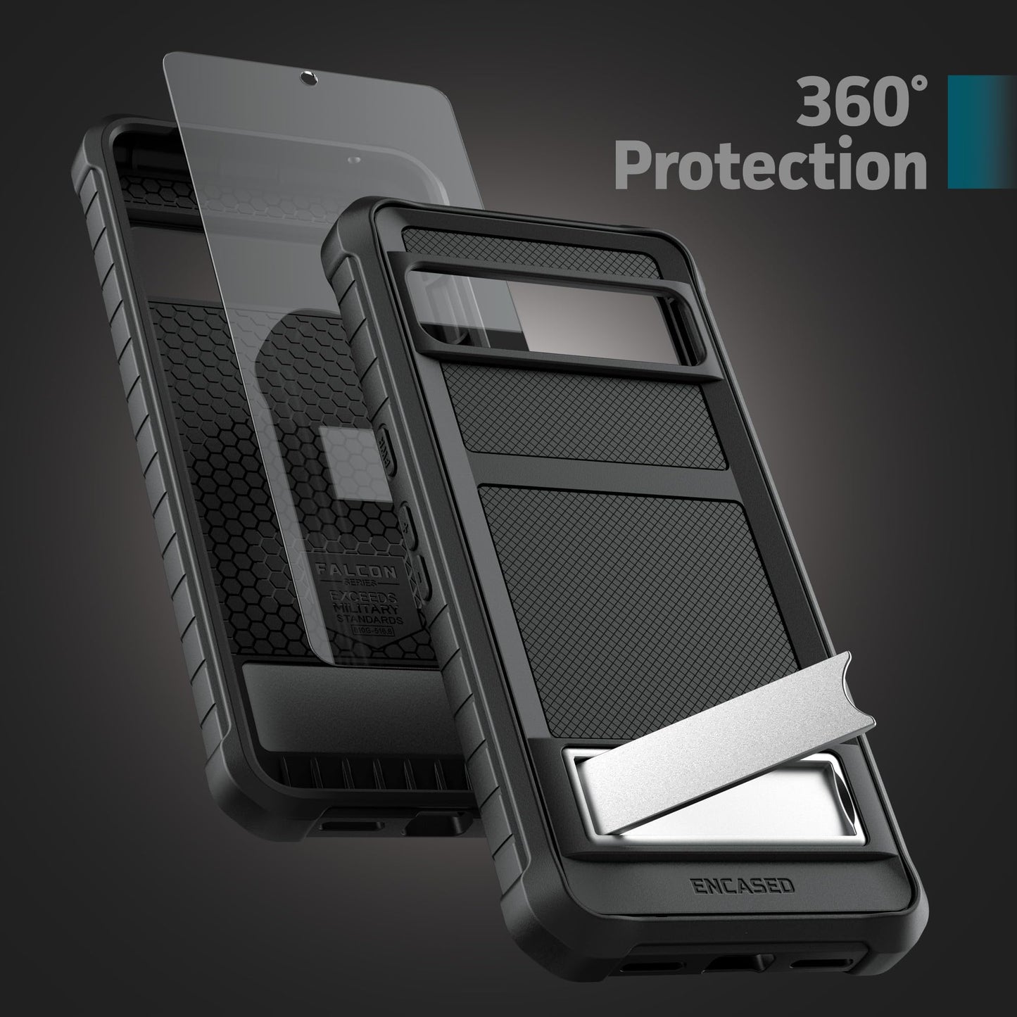 Encased 2-In-1 Case With Belt Pouch For Google Pixel 8 Pro Case - Shockproof Cover With Phone Holder Holster (Black)