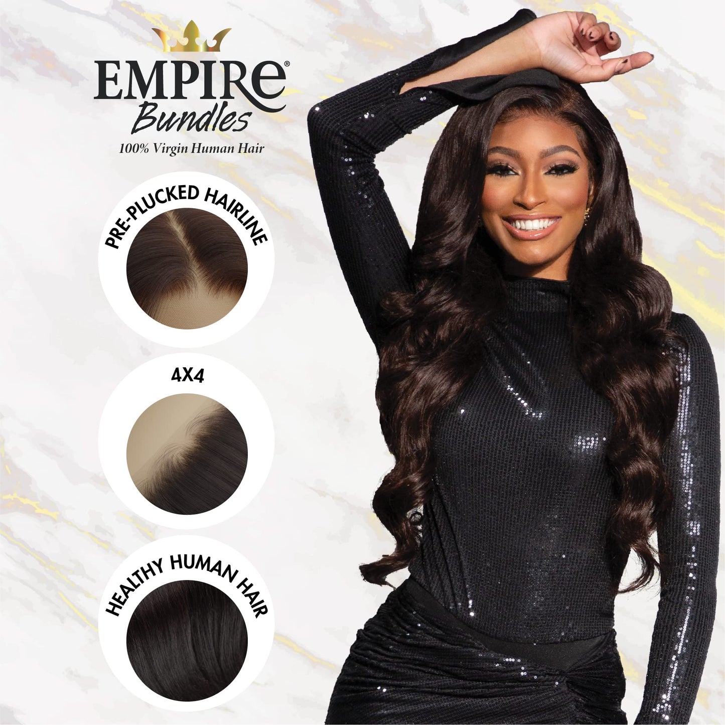 Sensationnel Empire bundles multi - body wave with 4x4 closure 10a tangle shed free human hair for weaving and sew in styles (12