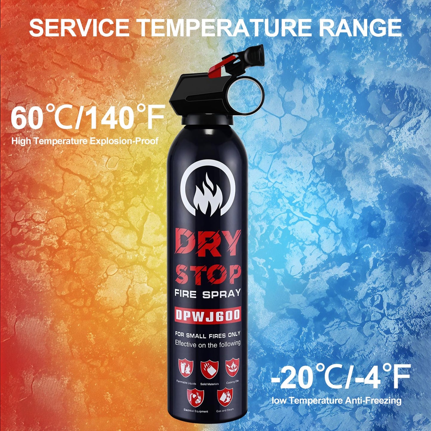 Dry Stop Fire Extinguisher Spray - 4 Pack Portable Fire Extinguisher with Mount for Boat Vehicle Home Car Garage Kitchen, 600g Dry Powder Fire Extinguishers for Electrical Grease Battery Fires & More
