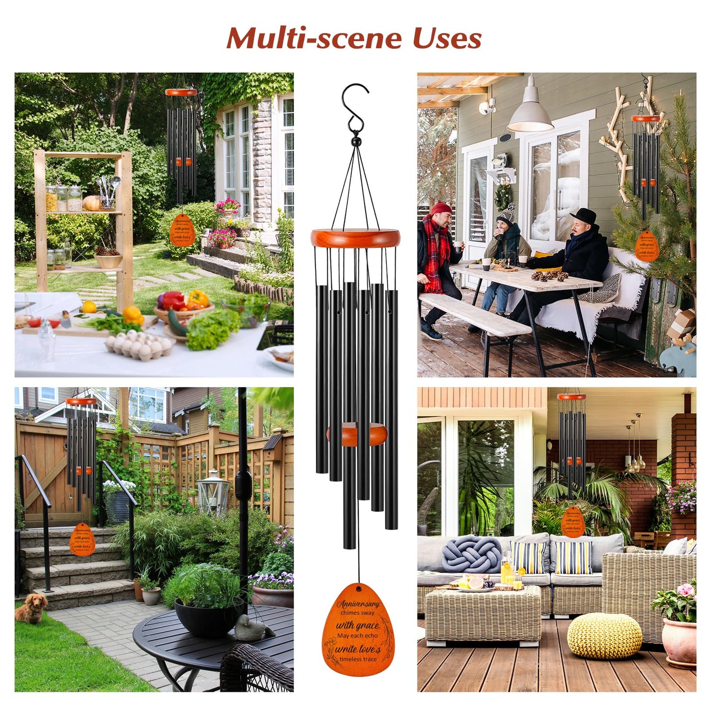 Happy Anniversary Decorations for Couples, Parents, Husband, Wife, Wedding Anniversary Keepsake Wind Chimes