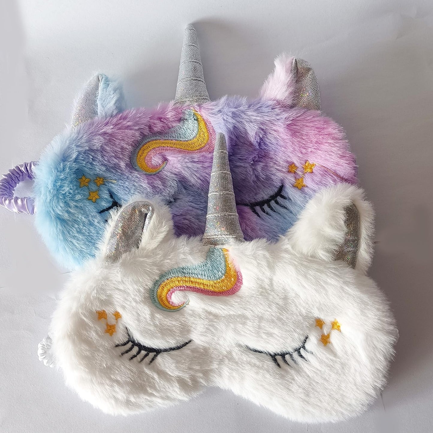 Cute Animal Sleeping Mask Soft Plush Blindfold Cute Rabbit Panda Koala Eye Cover Eyeshade for Kids Teens Girls Women (Purple Horse)