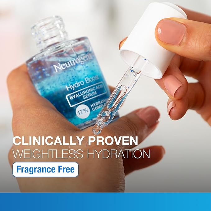Neutrogena Hydro Boost Hyaluronic Acid Serum - with Pro-Vitamin B5 & Glycerin, Instantly Replenishes & Smooths Dry Skin with 24-Hour Weightless Hydration, 1 fl. oz.