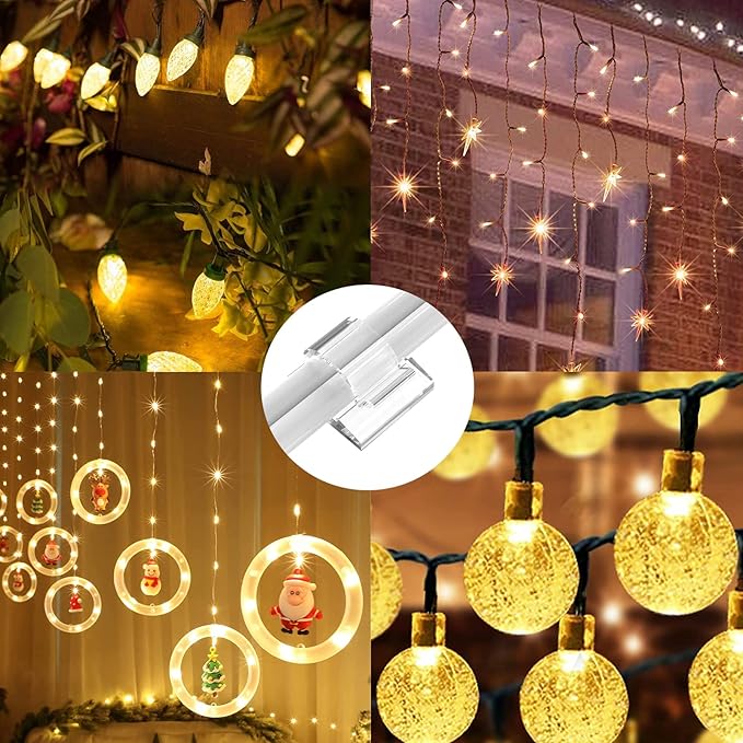 100 PCS Cable Clips (Clear, Large), Adhesive Wire Cord Clips for Wall, Wire Holders Cord Organizer for Cable Management, Christmas Light Clips for Outsoor String Lights, Car Dash Cam, Ethernet Cable