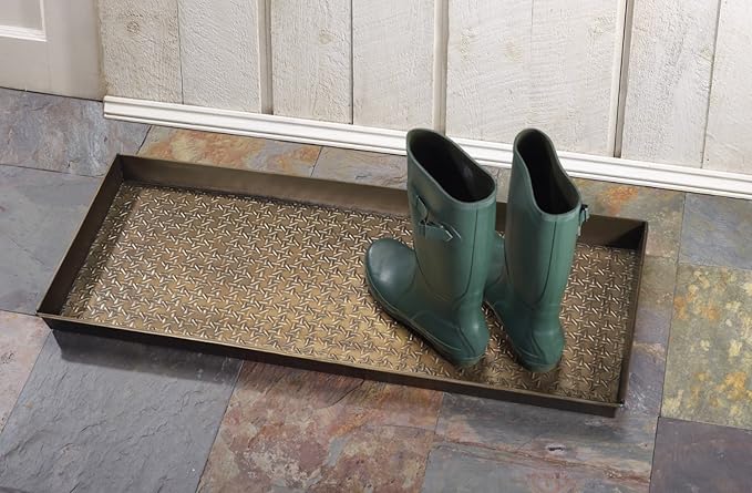 HF by LT Caning Pattern Metal Boot, 30 x 13 inches, Antique Brass Finish