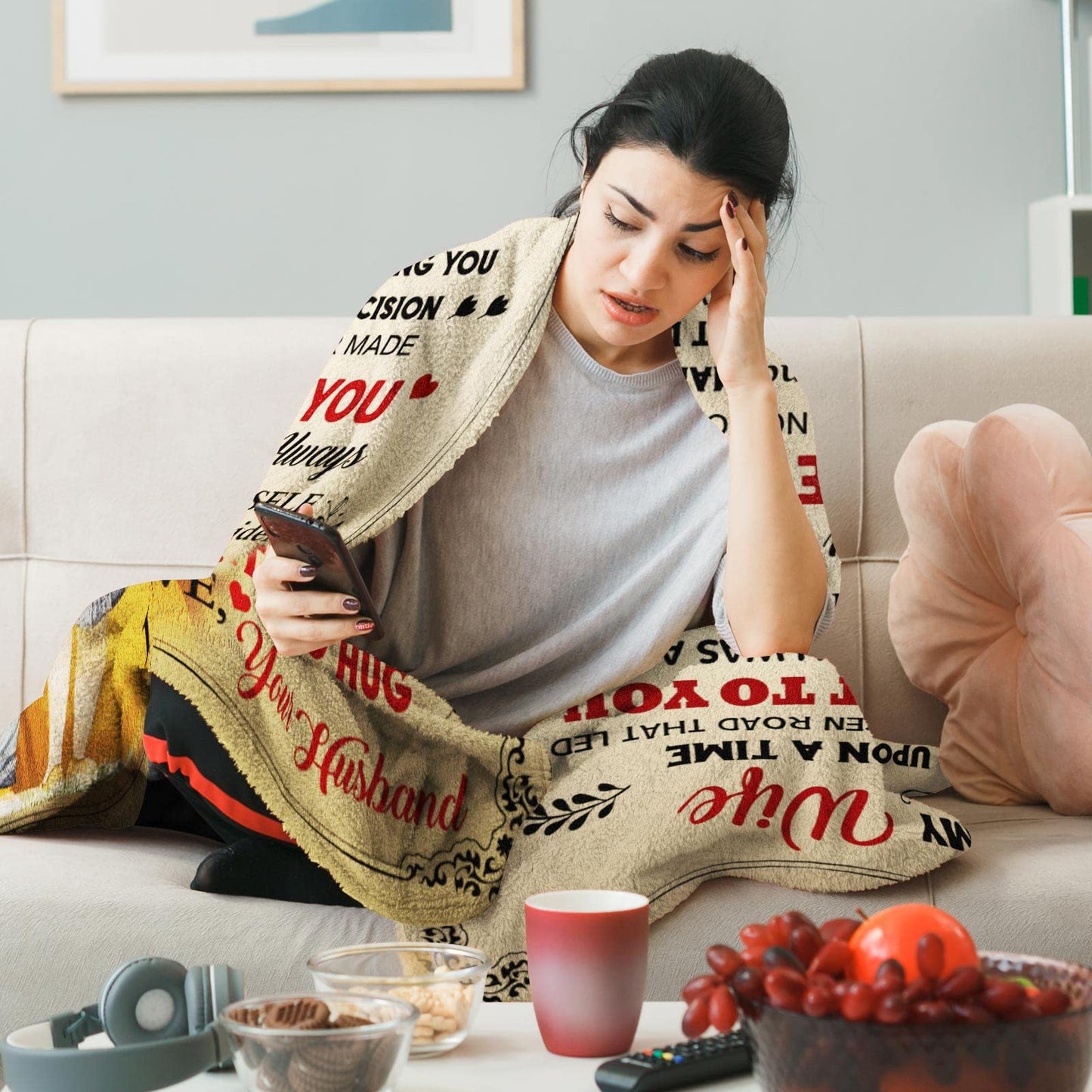 VXDRZGT Wife Blanket from Husband - Wedding Anniversary Romantic Gift for Wife/Her/Women - Gifts for Wifes Birthday - Wifes Birthday Gift Ideas - to My WifeThrow Blanket 60 x 50 inch