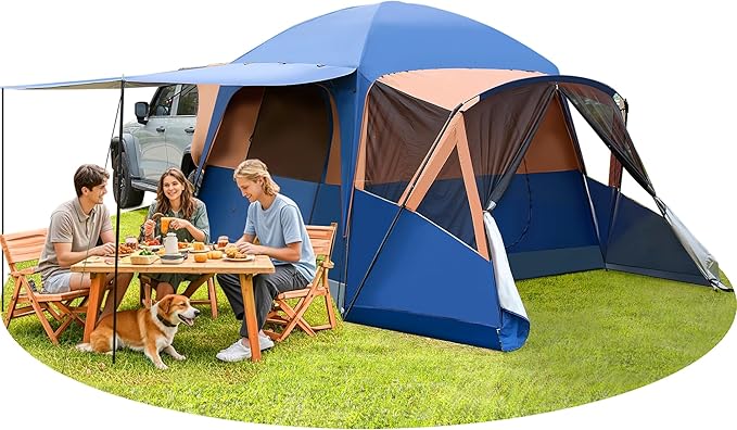 Eolzzi 4 Season Extra Large SUV Car Tent for Camping – Waterproof Windproof 5–10 Family Tent, PU3000 mm, Dual Doors with B...