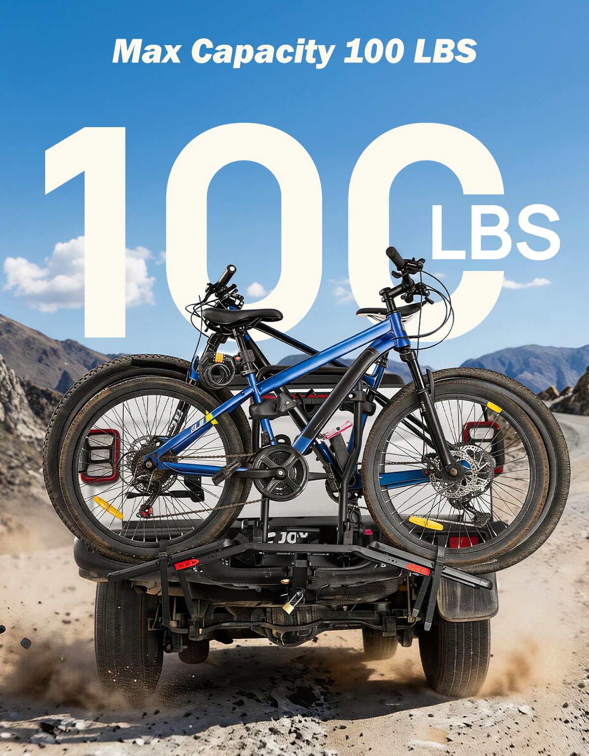 JOYTUTUS Compact & Lightweight 2-Bike Hitch Bike Rack, 100 LBS Capacity for Car SUV Truck with 1¼/2” Receiver, Easy Install Tilting Folding Anti-Wobble Bike Carrier, Fits Most Wheelbases(Max 53'')