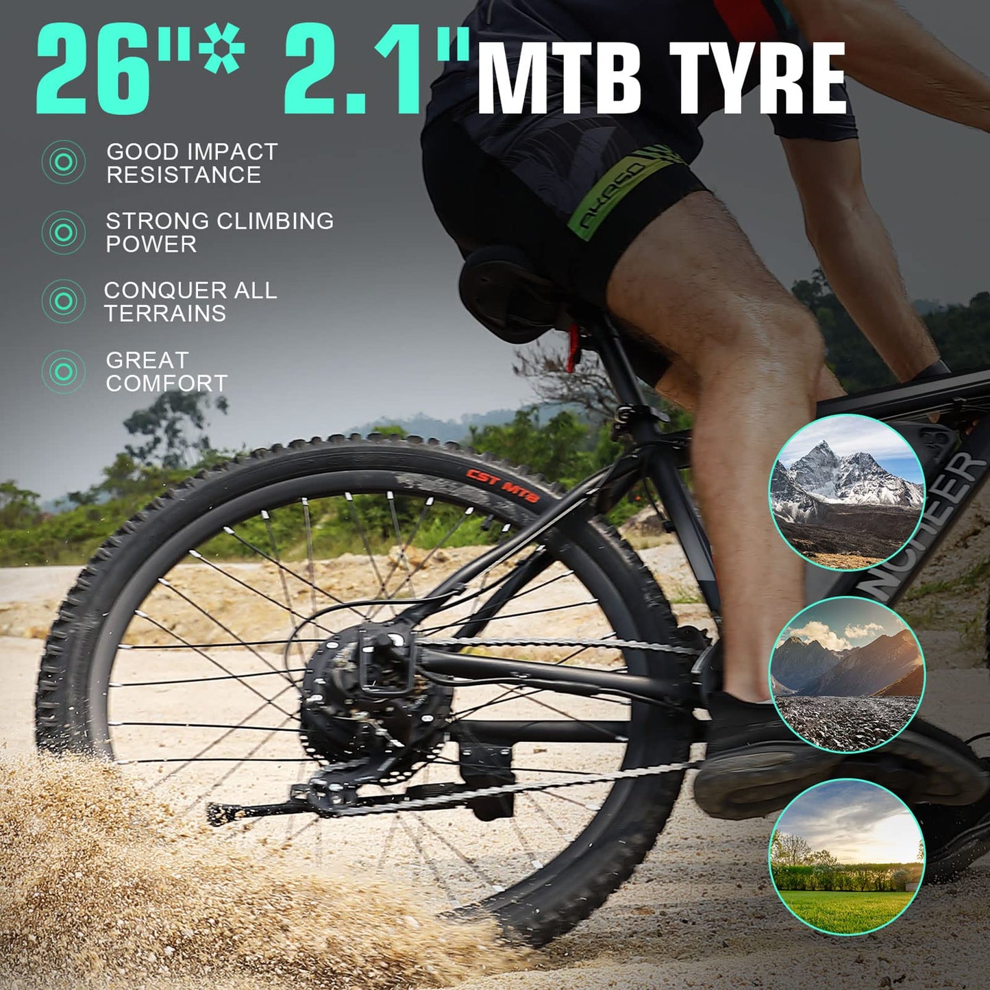 ANCHEER 26" Electric Bike for Adults, Peak 749W Ebike, 19.8MPH Electric Bicycle with 48V 374Wh / 48V 499Wh Battery(3H Fast Charge), LCD Display, Front Suspension, UL2849 Compliant, White Gladiator