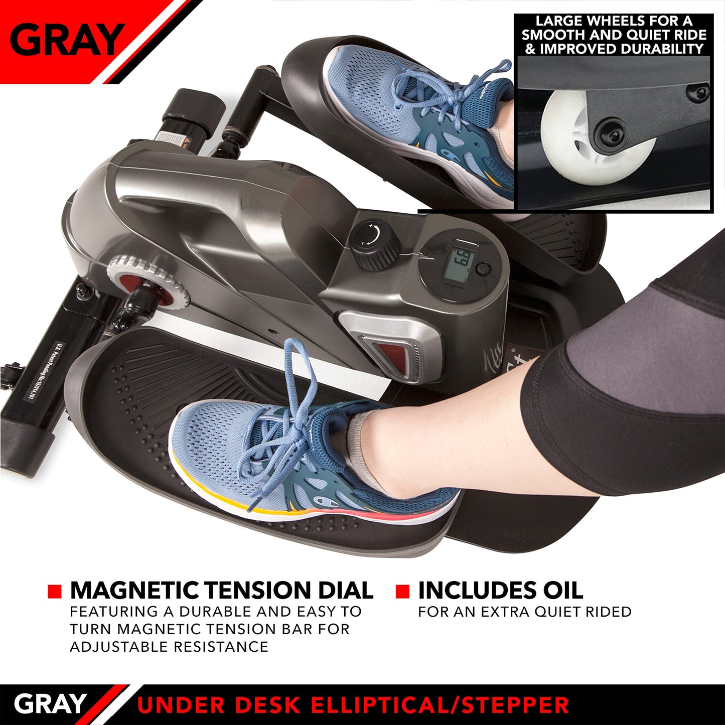 JFIT 50-1000-PEWj/Fit Under Desk & Stand Up Mini Elliptical, Pewter, 27.2 x 15 x 11 inches