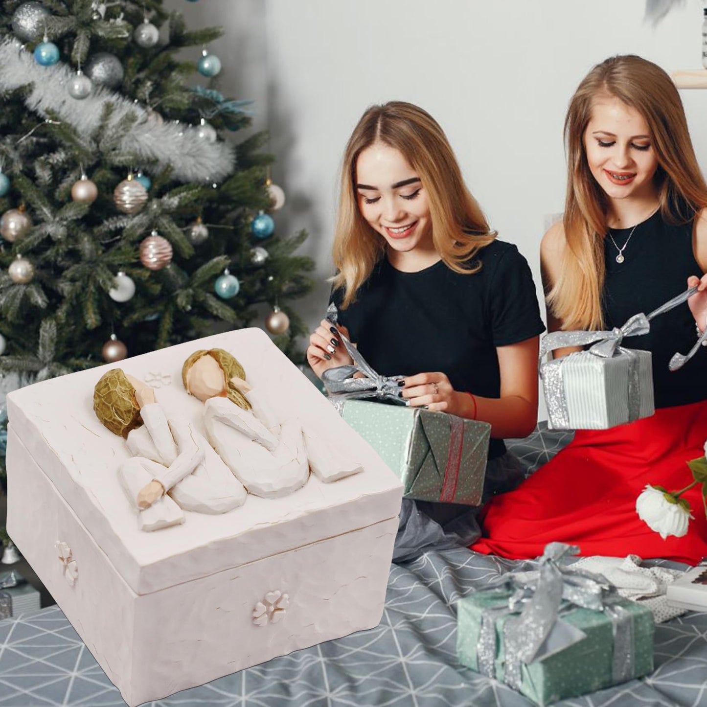 AcowSpt Best Friend Birthday Gifts for Women, Friendship Gifts for Women, Sculpted Hand-Painted Keepsake Box