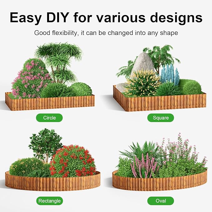 Land Guard Corrugated Garden Edging Border, 6" × 50' Landscape Paver Edging, Tall Landscape Edging, Fence for Garden, Flower Bed, Lawn and Landscape Edging (Rusty)