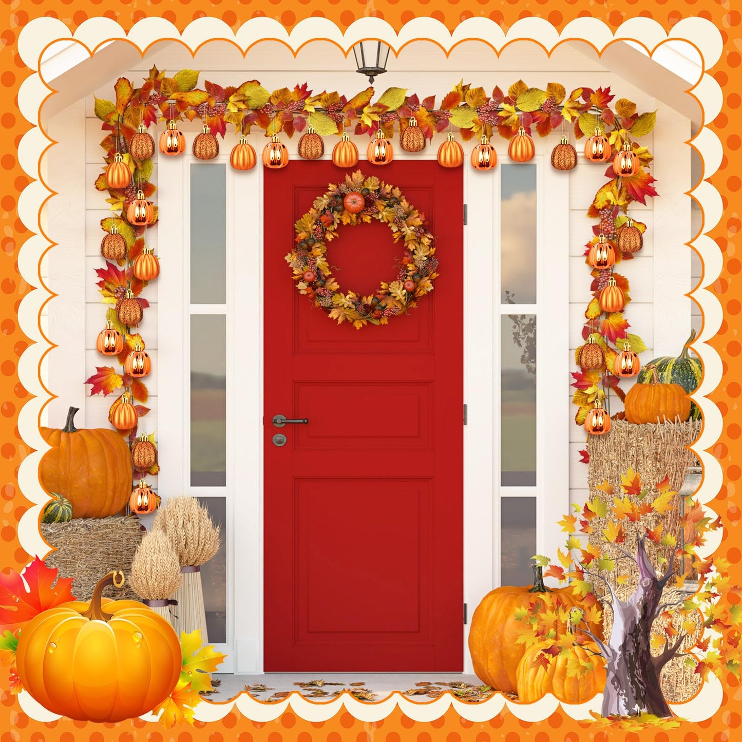 Colingmill 36 Pcs Fall Pumpkin Hanging Ornament Thanksgiving Tree Decorations Mini Pumpkin Ball Decorations Farmhouse Fall Ornaments for Small Tree for Autumn Thanksgiving Halloween Christmas(Gold)