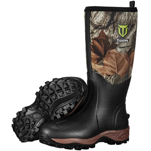 TIDEWE Rubber Neoprene Boots Men And Women, Waterproof Sturdy 6mm Neoprene Boot, Rain Boot Hunting Boot Arctic Outdoor Boot Men Size 11 Next Camo G2
