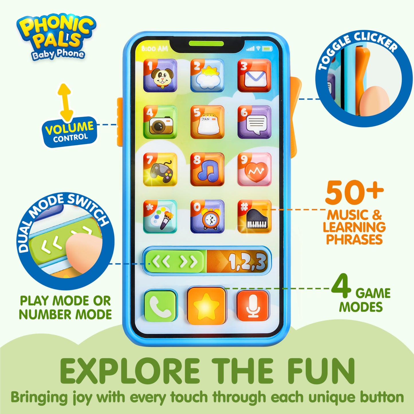 JOYIN Baby Musical Toy Phone and Car Keys Teether Set, 60+ Music and Learning Phrases, Baby Learning Toys 10 Months, Toddler Birthday Gifts for Girs Boy, Easter Basket Stuffers