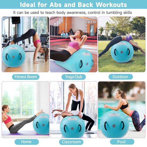 Air Barrel - Air Roller Gymnastics Barrel for Back Handspring Trainer, Air Tumble Mat with Pump for Gym Training/Yoga Balance Exercise/Cheerleading/Home and Outdoor Use