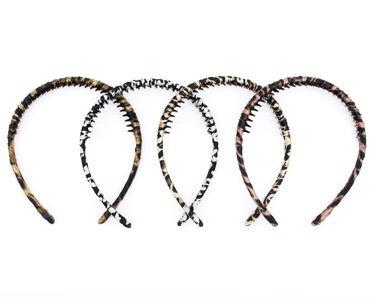 JOBAND Leopard Print hairbands,hair Headbands for women,Fashion Hair Accessories,Non-slip Resin comb teeth hair hoop ((Pack of 4