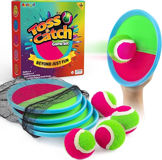 Ayeboovi Toss and Catch Ball Set Boys Toys Outdoor Toys Yard Games Outside Games Beach Toys for Kids Ball and Catch Game w...