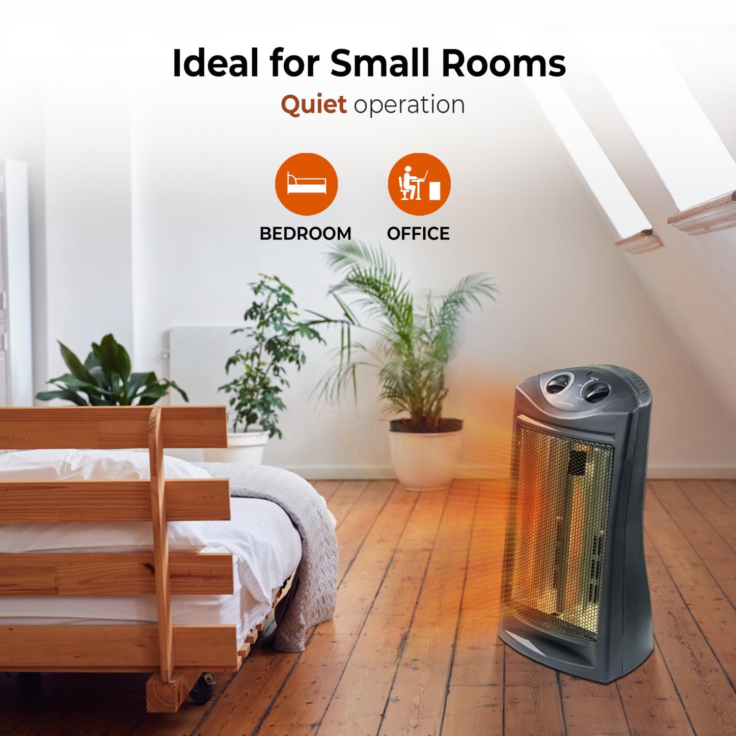 Comfort Zone Indoor Tower Space Heater, Adjustable Thermostat, Radiant Heat, Electric, Infrared Quartz, 2 Heat Settings, Overhea