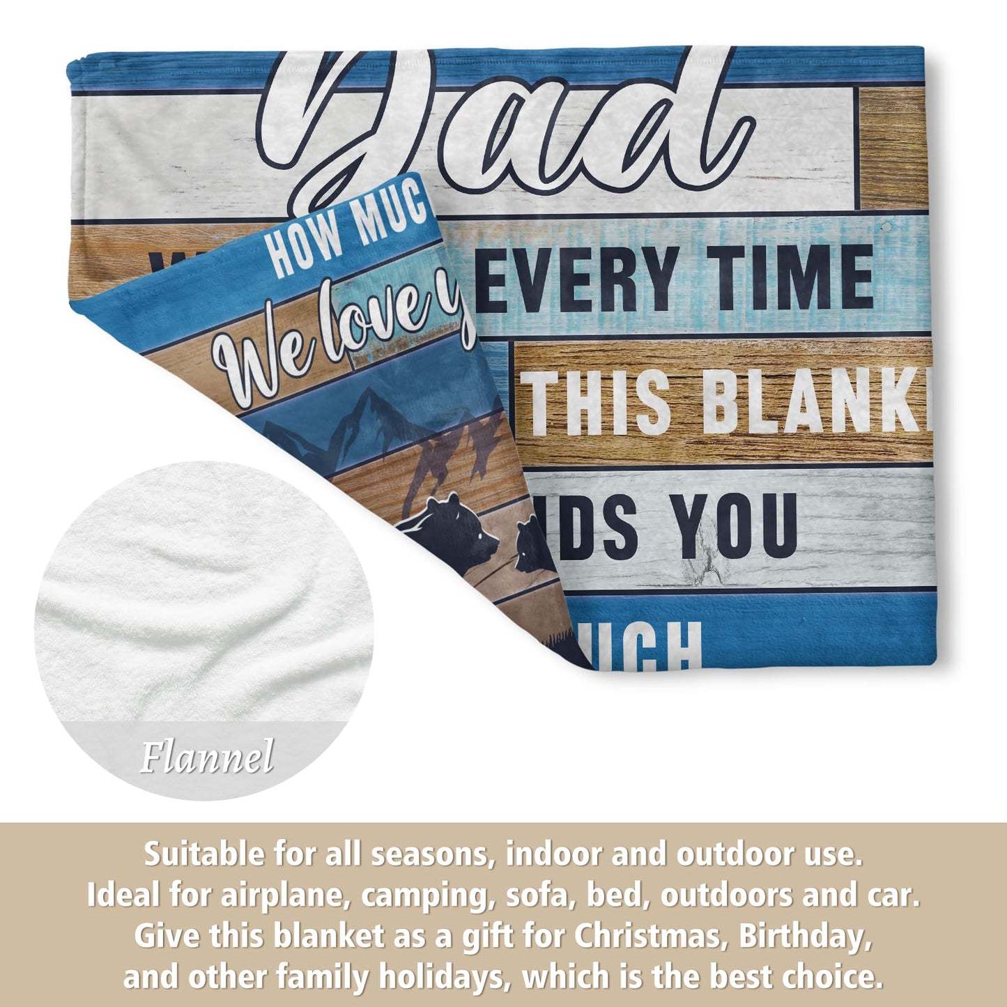Afterprints Dad Blanket, Gifts for Dad on Fathers Day, Birthday, Father Gifts from Daughter Son, We Love You Soft Throw Blankets 50" x 60"