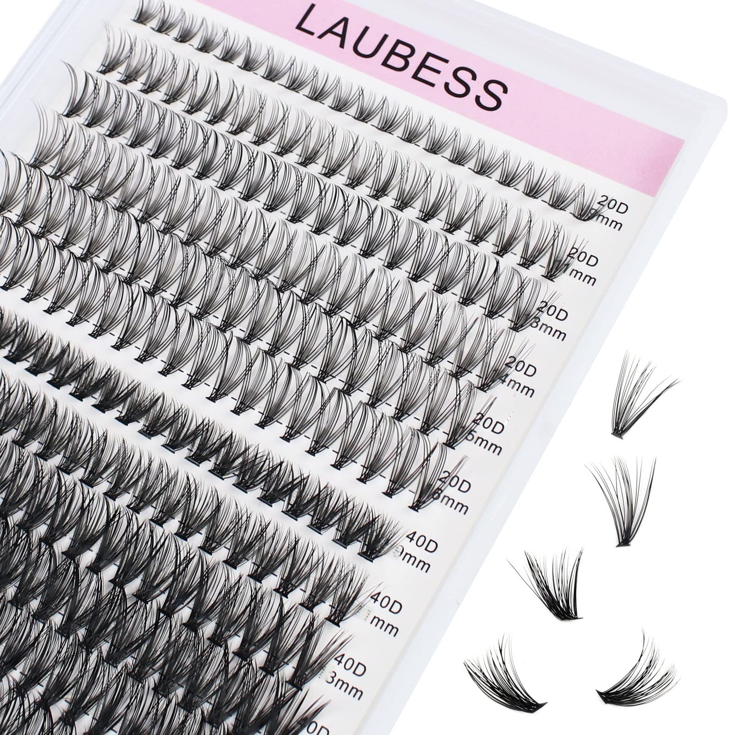 Eyelash Clusters LAUBESS Lash Clusters Individual Lashes Cluster Eyelash Extensions DIY at Home Waterproof Cluster Lashes (20D/4
