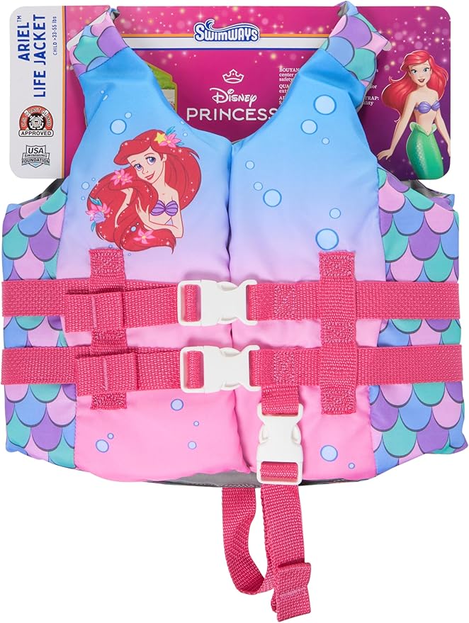 SwimWays Disney Princess Swim Trainer Life Jacket, US Coast Guard Approved Life Vest Kids Swim Vest, Pool Floats & Life Ja...