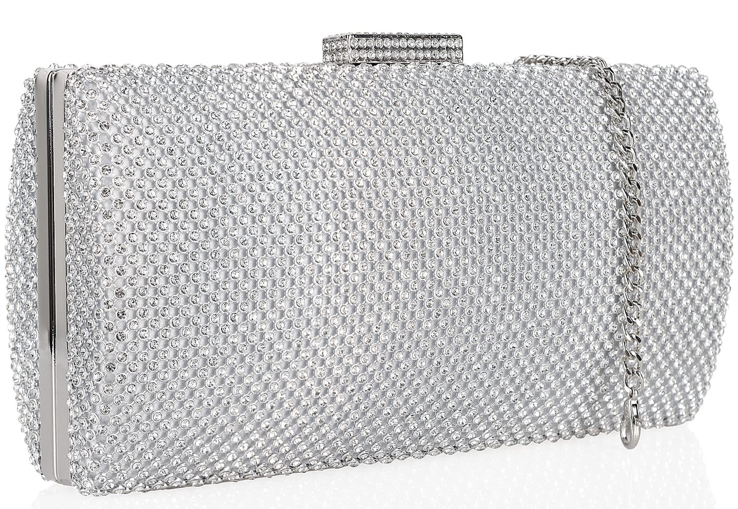 Venoline Rhinestone Purse Women’s Crystal Evening Handbags Sparkling Clutch Purse for Party Prom Wedding bag Silver