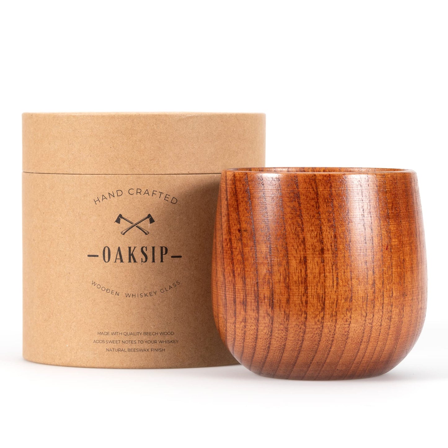 Oaksip The Original Wooden Bourbon Drinking Glass Bourbon Gifts for Men | Wooden Old Fashioned Glass | Great Whiskey Gifts for Husband, Dad, or Brother | Perfect Present For Men Who Have Everything
