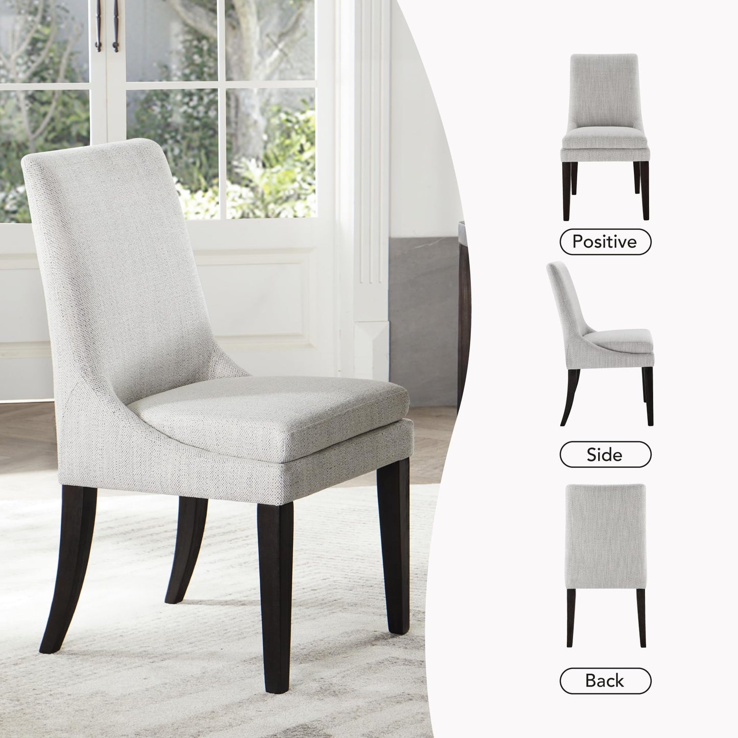 KISLOT Upholstered Dining Chairs Modern Sidechair Performance Fabric High Back Armlesschair for Diningroom Kitchen,Linen,Set of 4(2 Box)