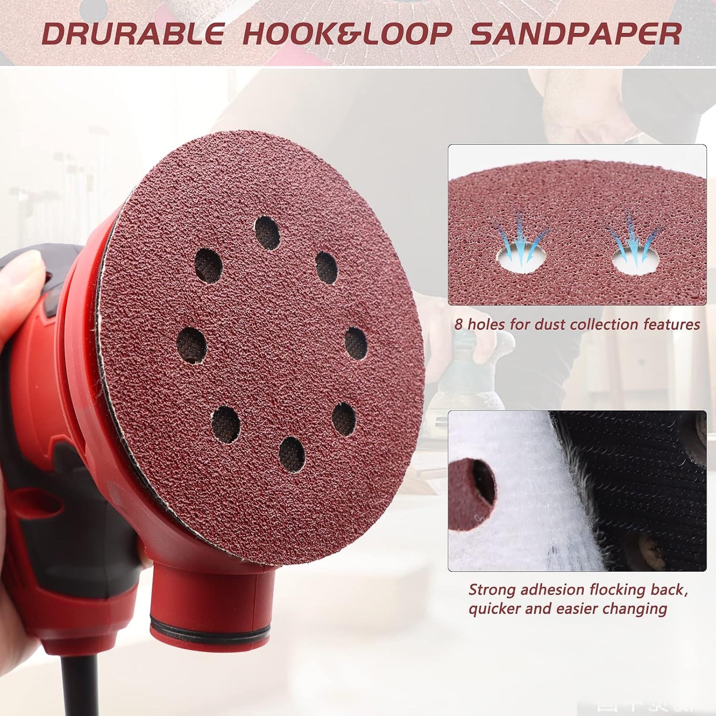 110pcs 5 Inch Sanding Disc, ZEHIQ 8 Hole Hook and Loop Sandpaper Assortment 40 60 80 100 120 150 180 240 320 400 600 Grits Orbital Sanding Pads for Random Orbital Sander