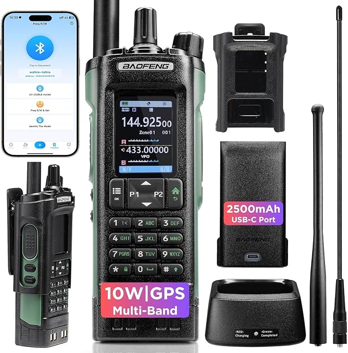 BAOFENG UV-32 10W Ham Radio Handheld, Long Range Two Way Radio Multi-Band with GPS, Chirp & Wireless APP Programmable, 2....