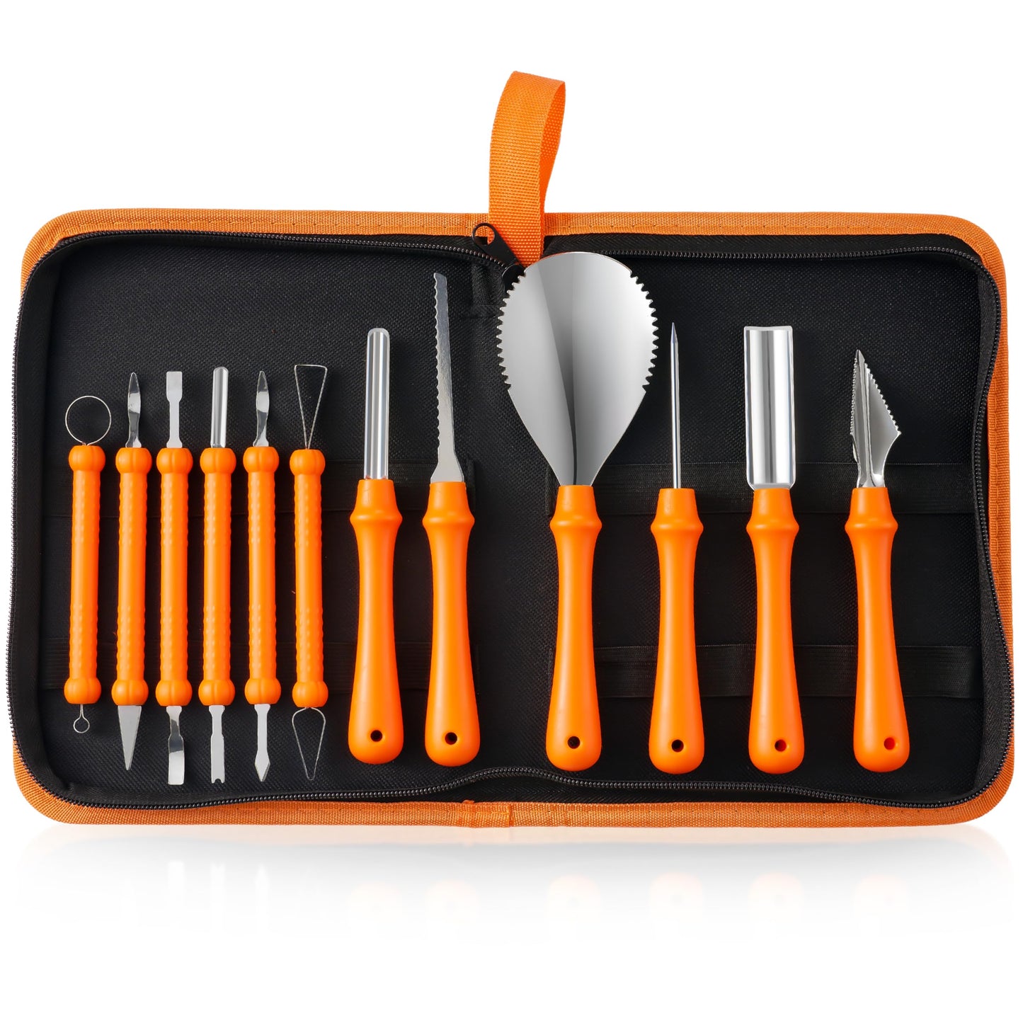JOYIN 12 Pcs Halloween Pumpkin Carving Kit Tools, Professional Carving Set with Handbag, 12 Stainless Steel Double-sided Sculpting Tool for Kids DIY Jack-o-Lantern Party Decor Family Craft Supplies