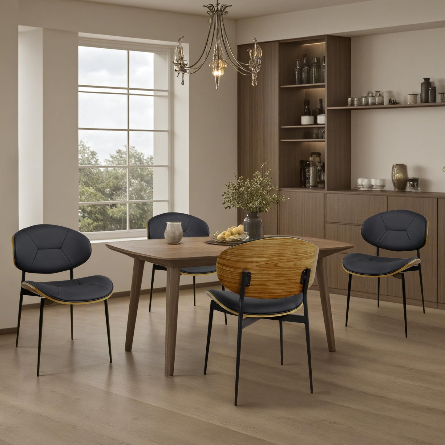 Art Leon Dining Chairs Set of 2- Modern Kitchen Chairs Side Chairs Curved Back and Metal Legs for Kitchen Dining Room Restaurant Black
