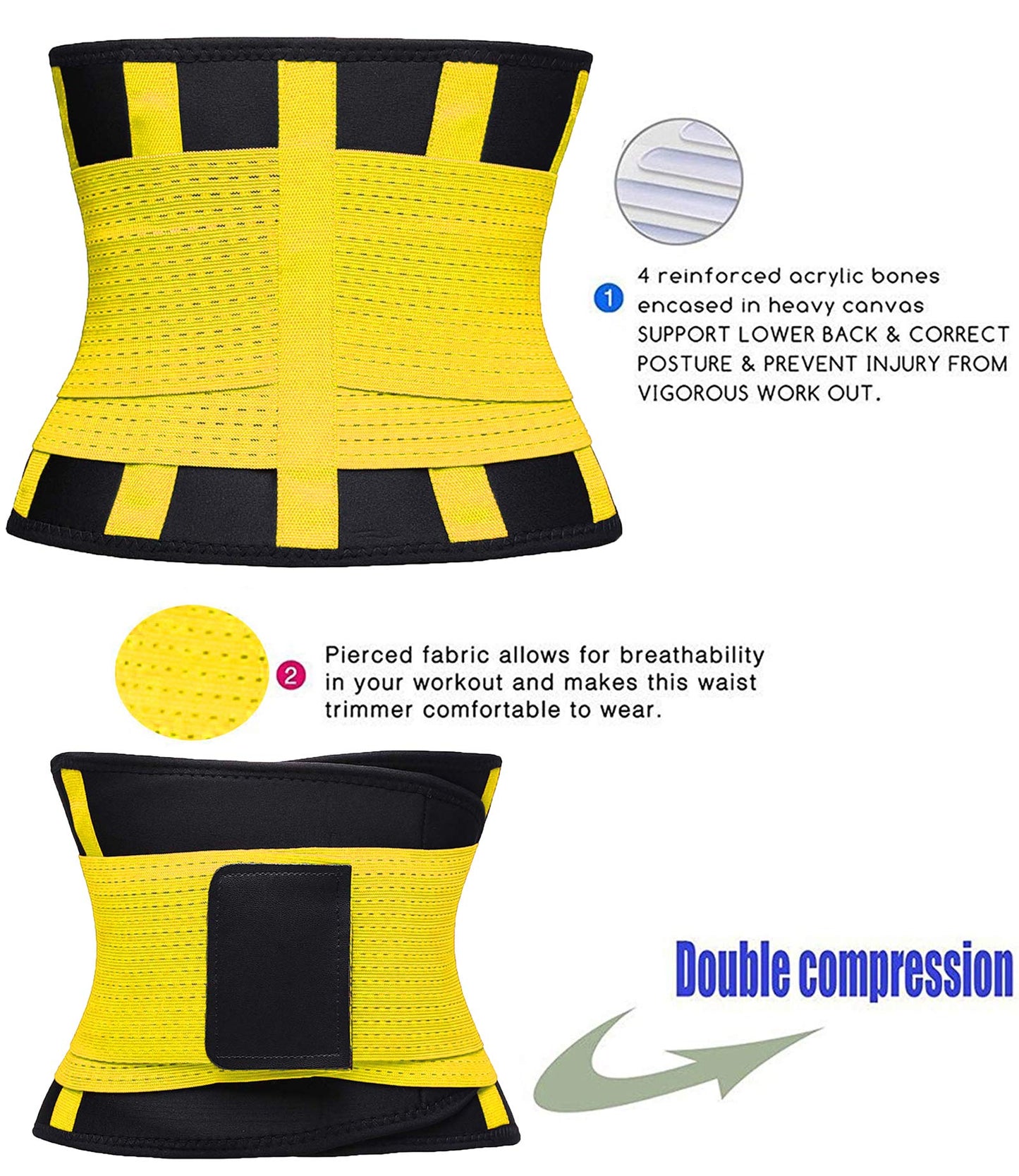 VENUZOR Waist Trainer Belt for Women - Waist Cincher Trimmer - Slimming Body Shaper Belt - Sport Girdle Belt (UP Graded)(Yellow,Small)