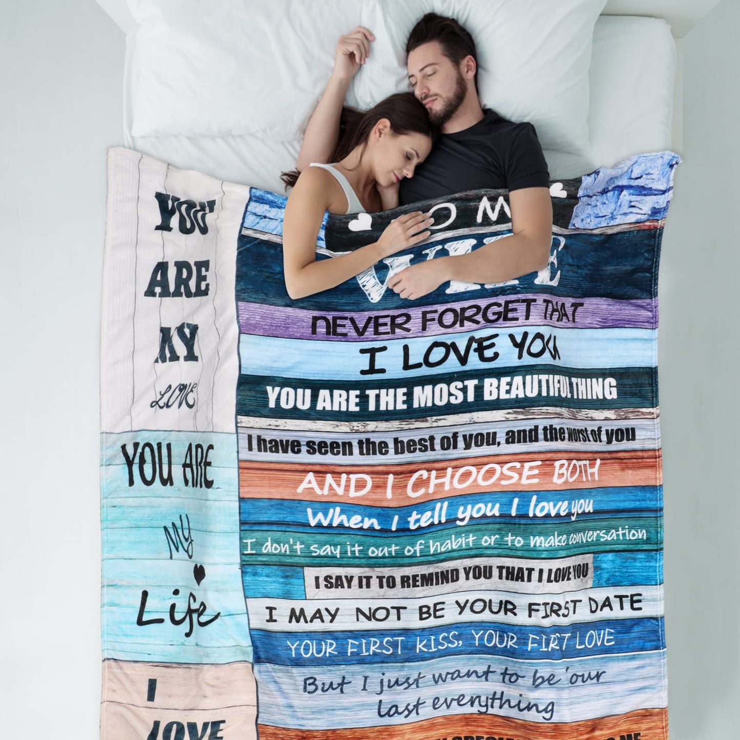 STRJOYNY Gifts for Wife from Husband, Anniversary Wedding Birthday Gift Ideas for Wife, I Love You Gifts for her, Romantic Gift for Women, to My Wife Blanket for Bedding Sofa Office Travel, 60''x50''