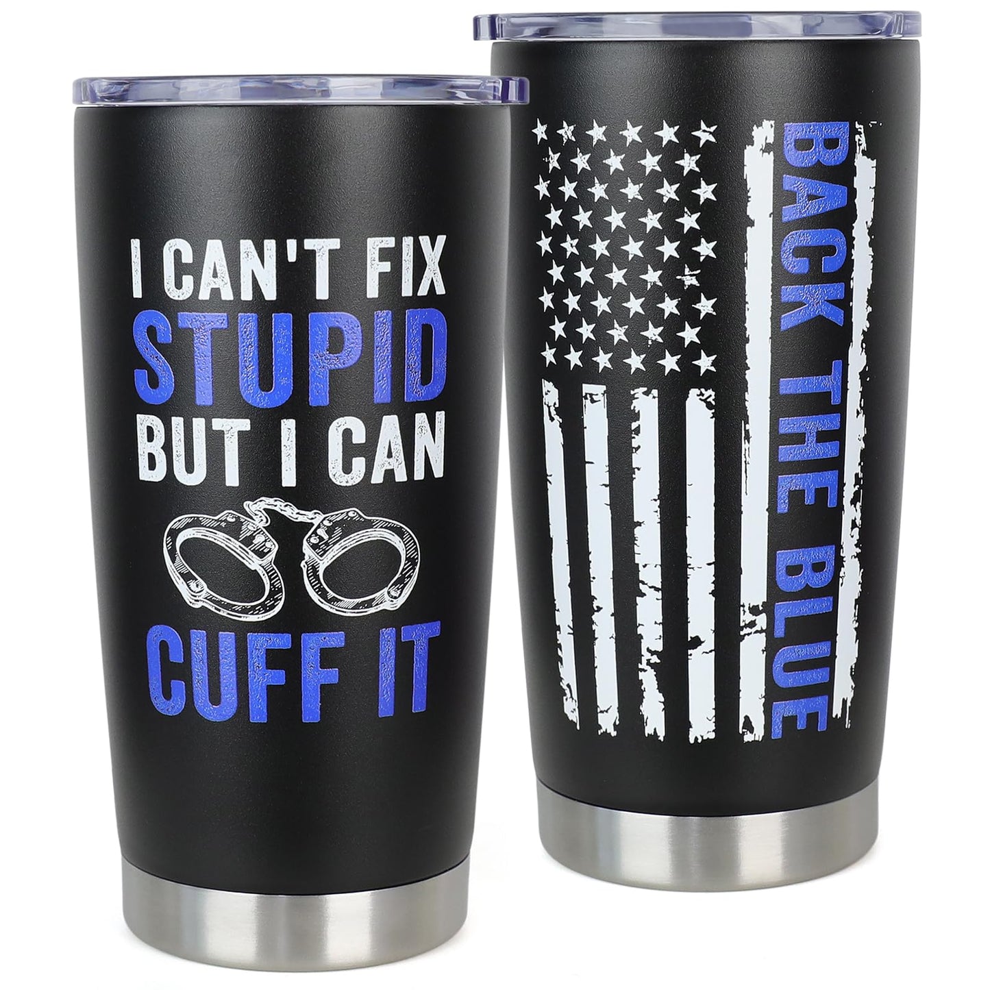 DECZHIYU Police Officer Gifts for Men - Academy Graduation Gifts for Police Officers Retirement Fathers Day Christmas Birthday Gift for Dad Husband Boyfriend - 20oz Stainless Steel Tumbler