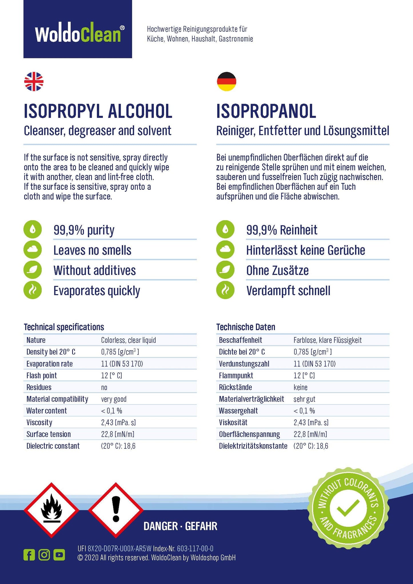 WoldoClean Isopropyl Alcohol 99.9% Pure IPA 33.8 fl oz - High Purity Rubbing Alcohol for Cleaning Electronics, Glass, Tools & Household Surfaces, Fast Evaporating, Residue-Free