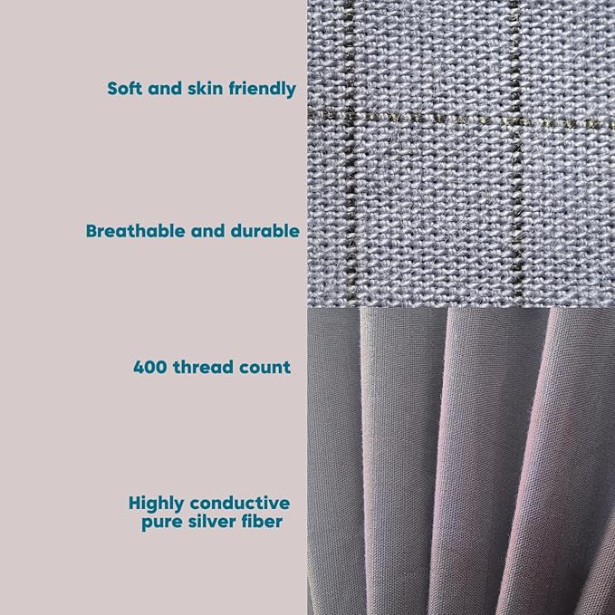 NAGS® Grounding Sheets,Grounding Bedding Sheet, Soft Cotton with Pure Silver Fitted Grounded Sheet for Improved Sleep,Pain Relief (Dark Gray, King)