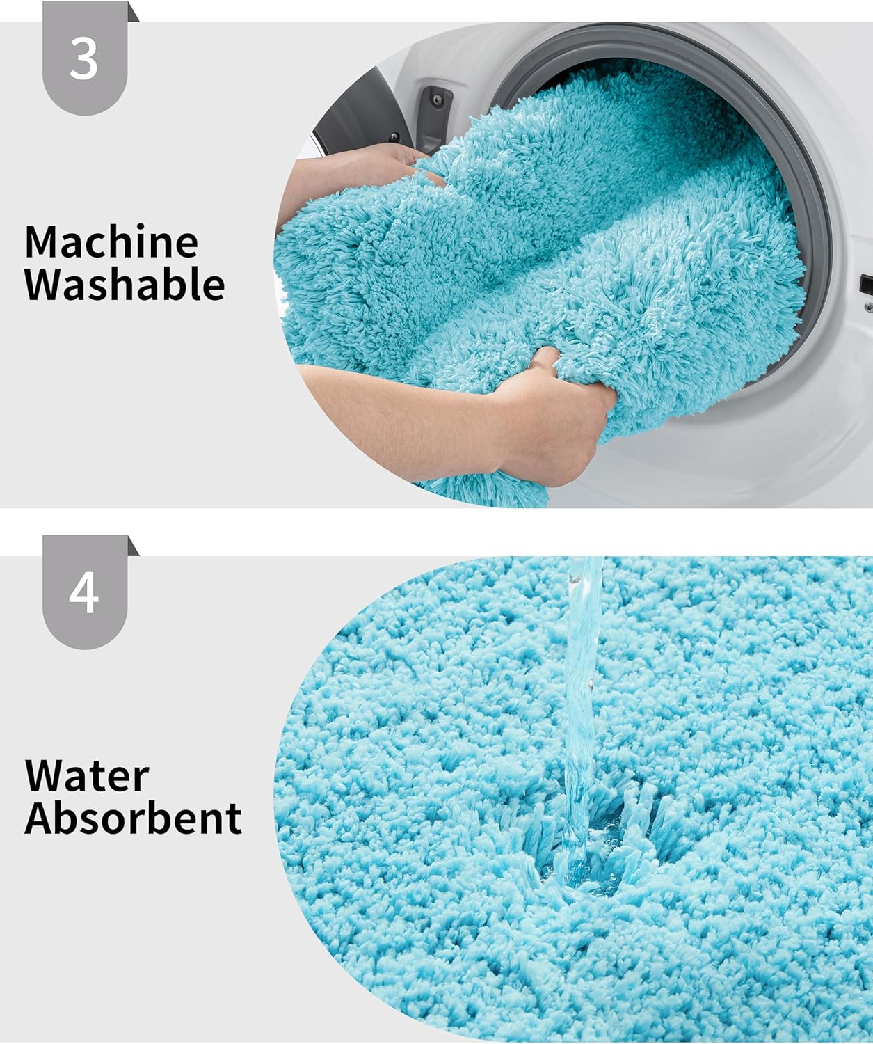 Toilet Rug 22x24 Teal Non Slip Fluffy Toilet Floor Mat U Shaped Washable Bathroom Contour Rug for Toilet Absorbent Thick Toilet Carpet