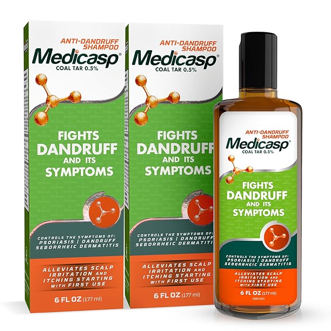 Medicasp Coal Tar Anti-Dandruff Shampoo, Alleviates Symptoms from 1st Wash, Treats Psoriasis, Seborrheic Dermatitis & Itch...