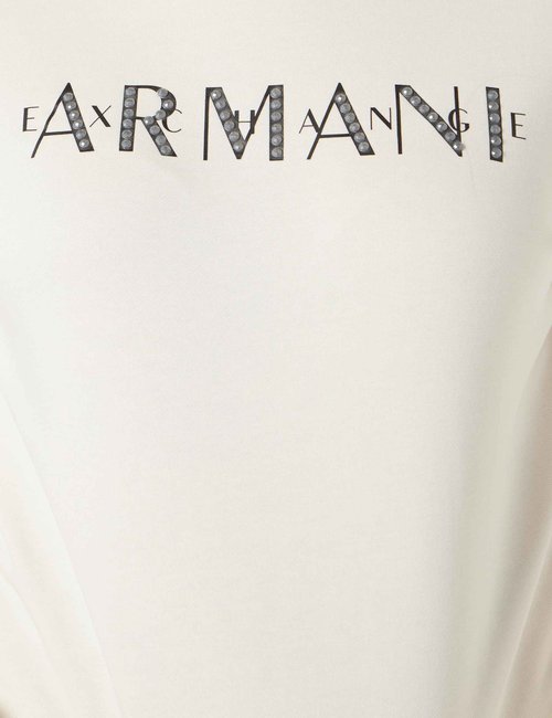 Armani Exchange Women's French Terry Studded Logo Pullover Sweatshirt, Iso, Large