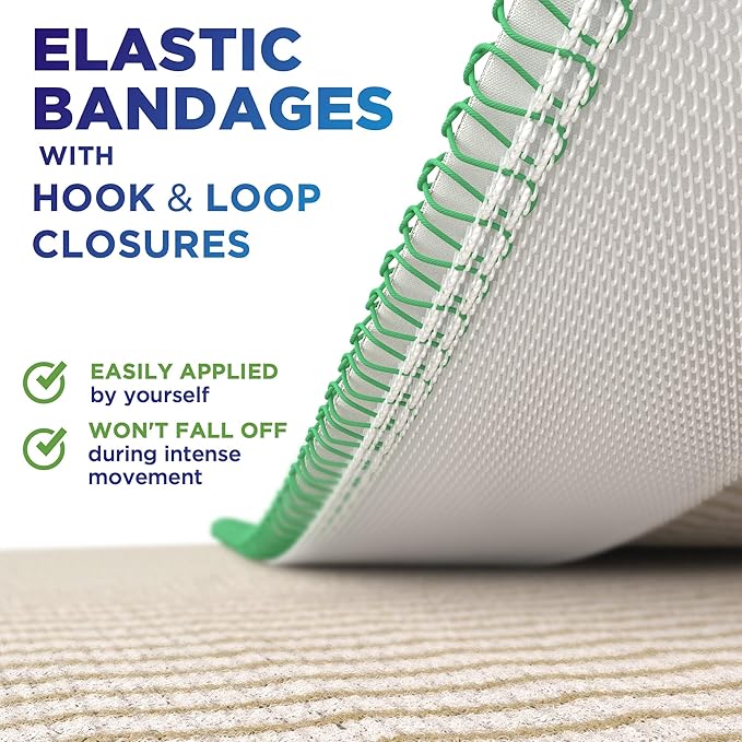6” Premium Elastic Bandage Wrap - 10 Pack - Hook & Loop Closures - Wide Compression Bandage Wrap - Waist, Legs, Knee, Lymphedema, Body Wrap