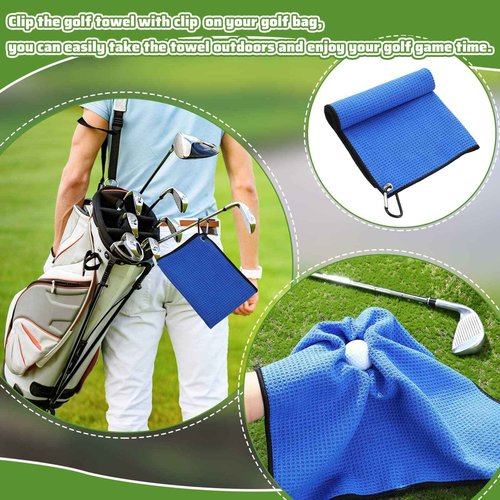 Batiyeer 50 Pcs Golf Towels Bulk for Bags 16'' x 16'' Microfiber Waffle Pattern Golf Towel with Clipfor Mini Tournament, Club, Yoga, Fitness (Multi Colors)