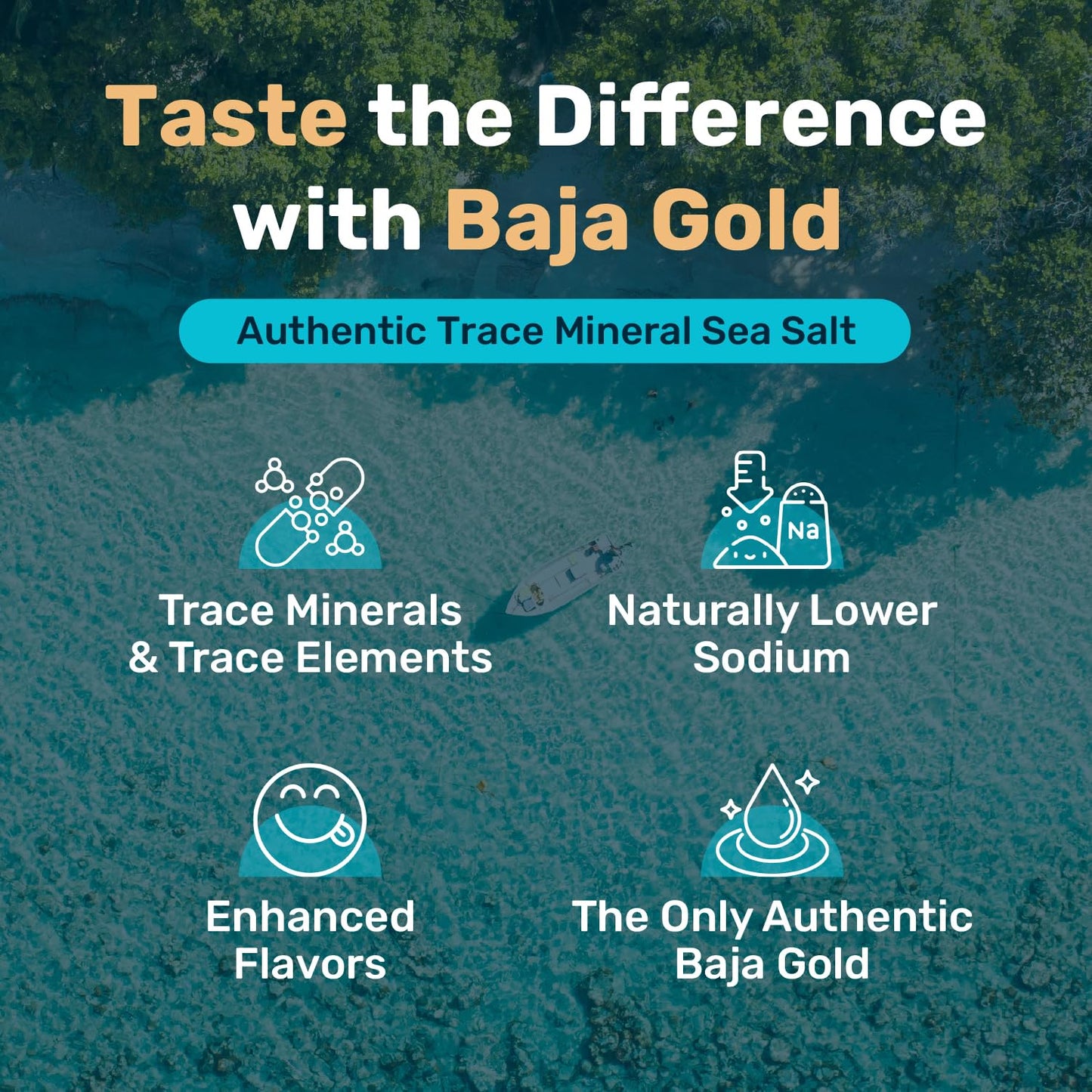 Baja Gold Mineral Sea Salt - Pure & Organic Real Salt for Cooking & Baking | Fine Grind Sea Salt - Low Sodium | Natural Baja Salt - Ideal for All Culinary Uses | 1 lb. Resealable Bag, 300+ Servings