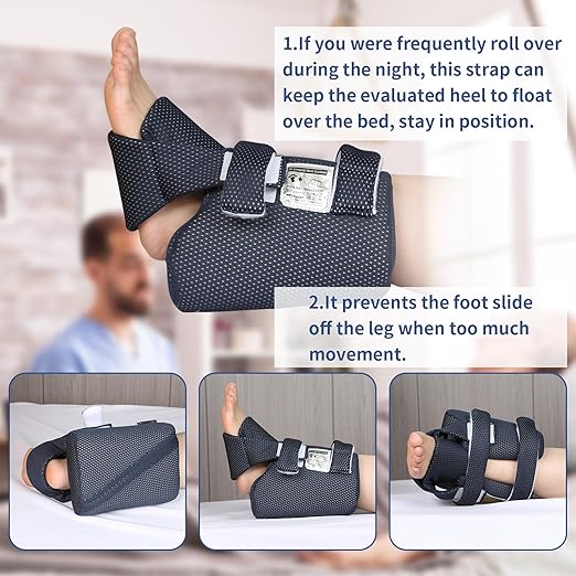 Ehucon Add-on Secure Strap Prevent 3D Heel Protector from Shifting or Falling Off,Relieve Pressure Ulcer Pain-Sold as 2 Count-Navy（NOT INCLUTE 3D Heel Protector）