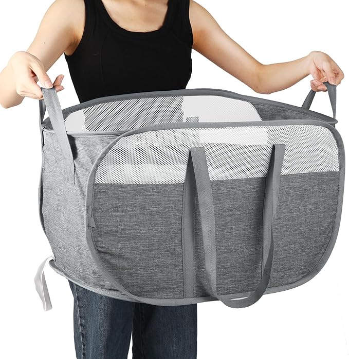 Collapsible Laundry Baskets, Tear Proof Pop Up Laundry Hamper with Dual Handles, Durable Foldable Laundry Basket, Easy to ...