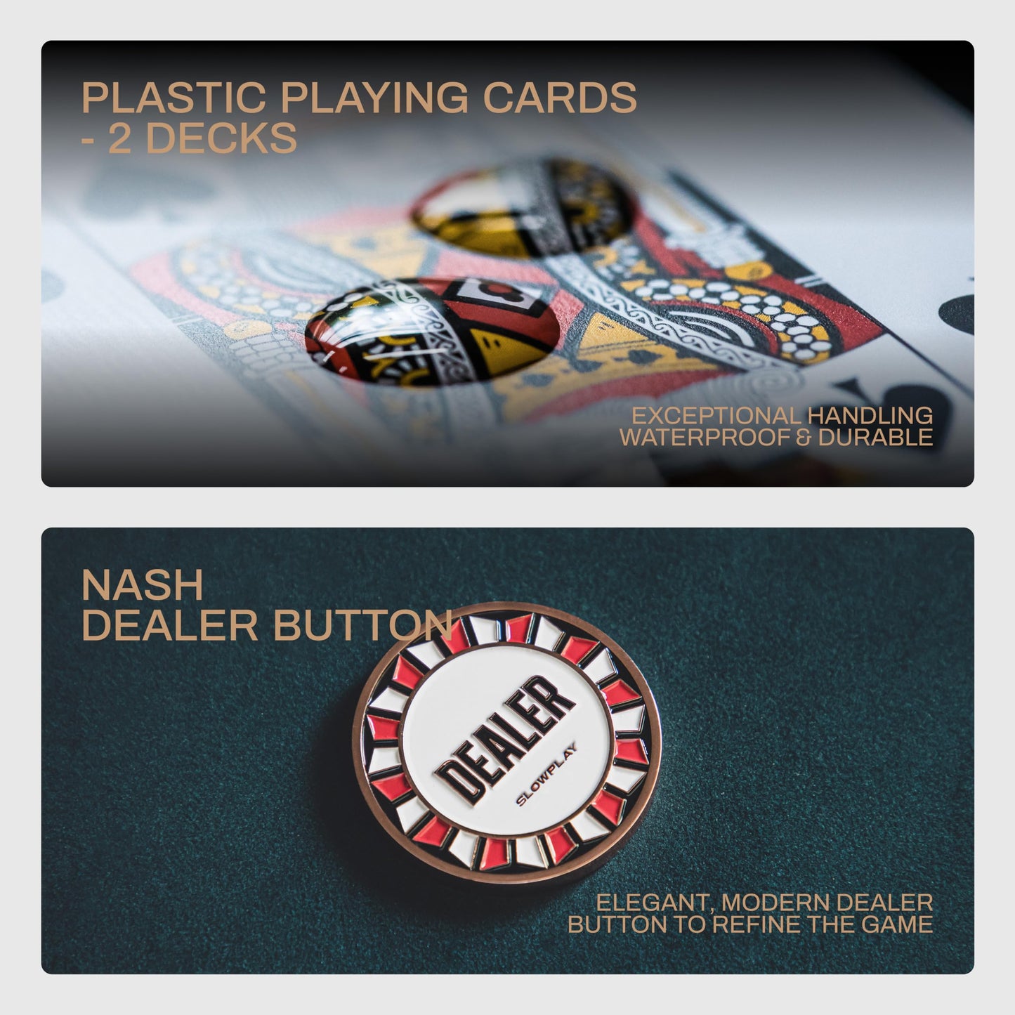 SLOWPLAY Nash 14g Clay Poker Chip Set for Texas Hold'em, 500 PCS [Blank Chips - White Gold Edition] Features a Premium Case with Durable German Polycarbonate Shell