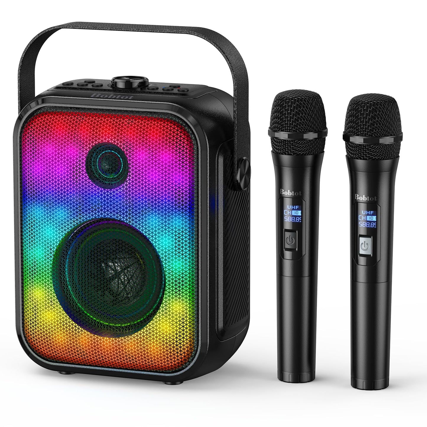 Karaoke Machine, Portable Bluetooth Speaker With 2 Wireless Karaoke Microphones, Karaoke Machine For Adults Kids With Subwoofer,