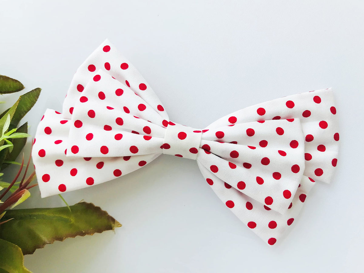 MeeTHan Pink Polka Dot Bows Mice Mouse Hair Clips Ears Elastic Bands Costume Accessories: M12 (Jumbo-White)