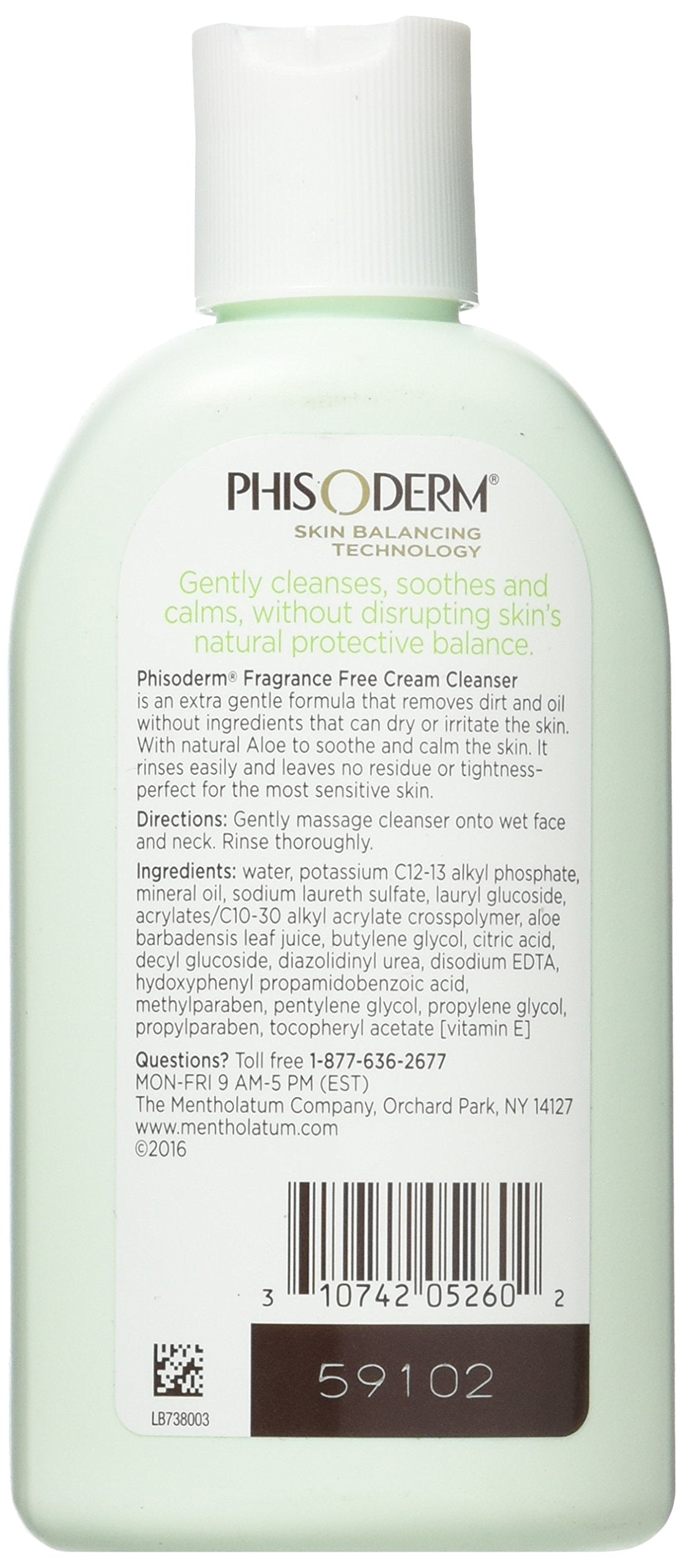 Phisoderm Fragrance Free Cream Cleanser For Sensitive Skin 6 oz (Pack of 4)