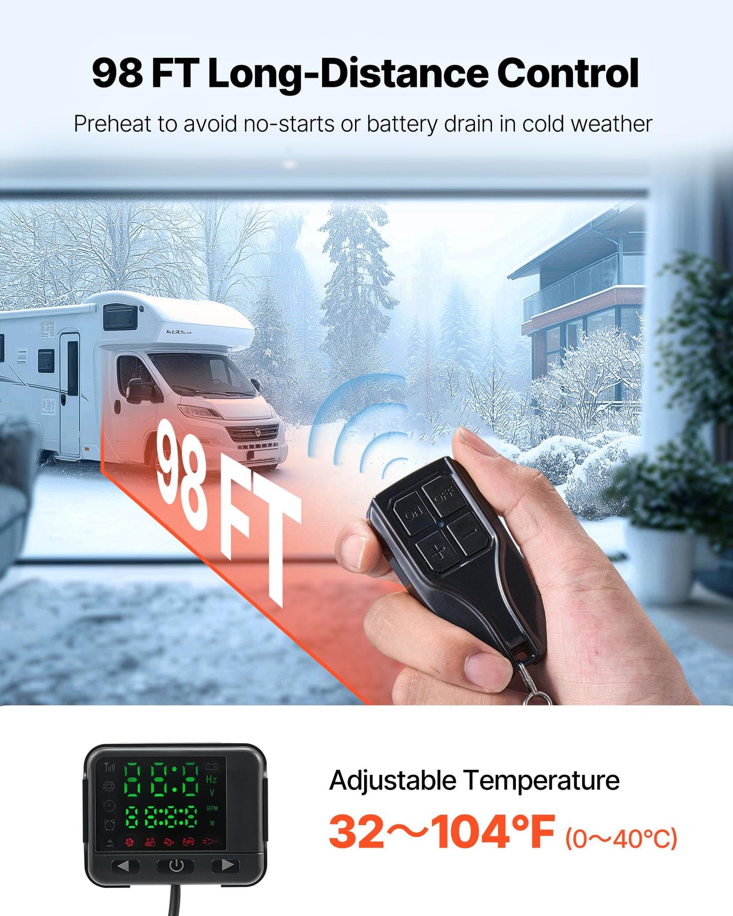 VEVOR 8KW Diesel Heater All in One, DC12-24V, Fast Heating Diesel Air Heater with Remote Control and Color Digital Display, Low Noise, Voice Announcement, for RV, Truck, Camper, Van, Boat and Trailer